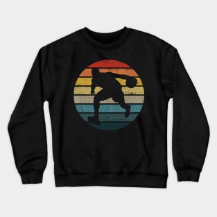 Basketball Player Silhouette On A Distressed Retro Sunset graphic Crewneck Sweatshirt